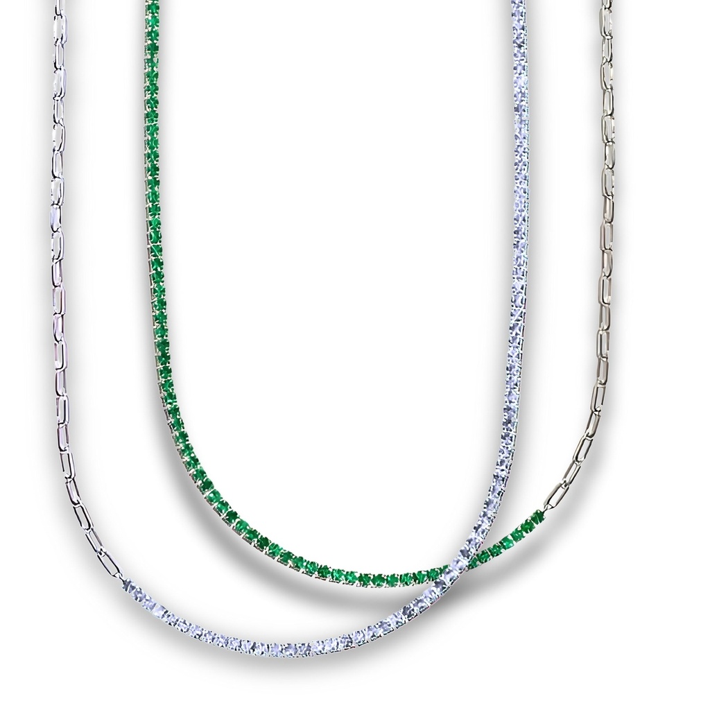 COLLANA SPACE TENNIS ARGENTO META' CATENA