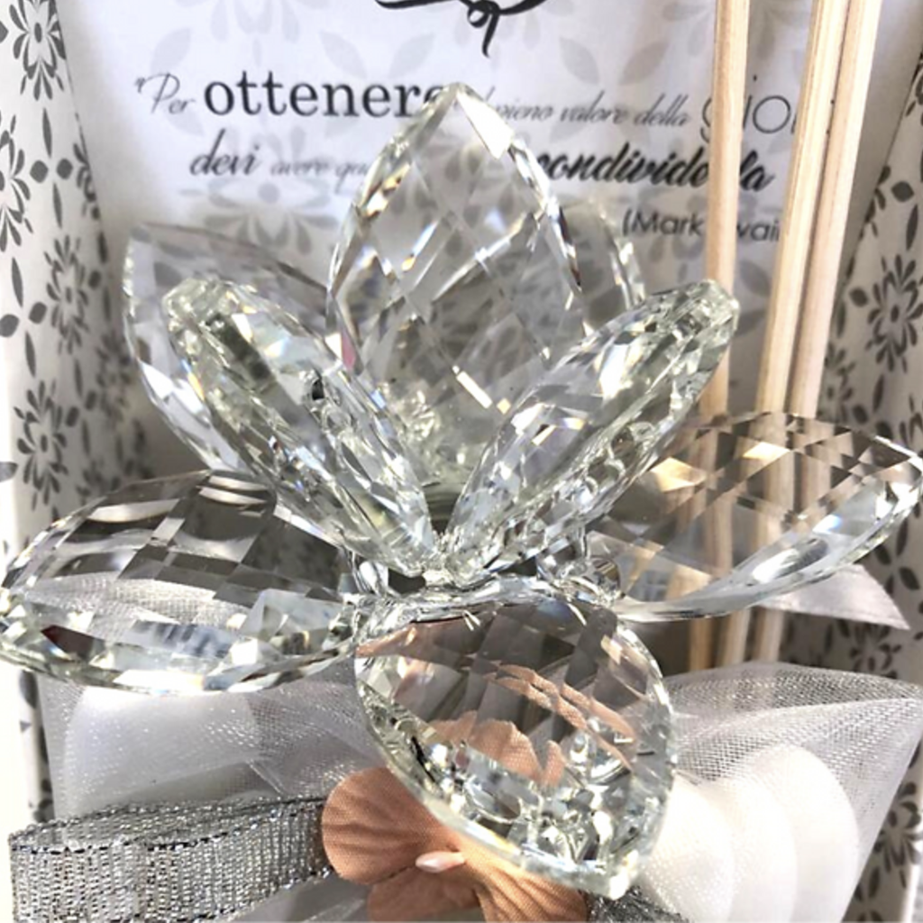 Profumatore bottiglia con fiore in Cristallo
