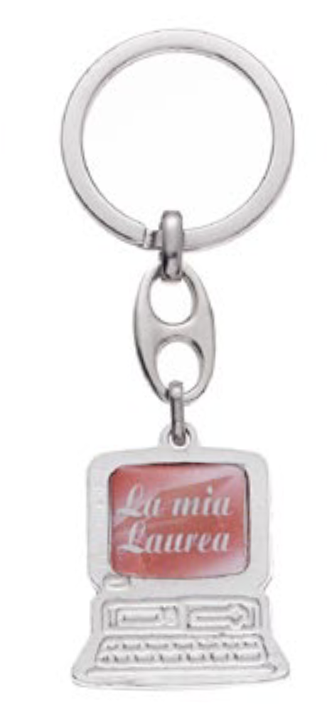 Portachiavi Computer in Metallo Personalizzato Bomboniera Laurea, compleanno, diciottesimo