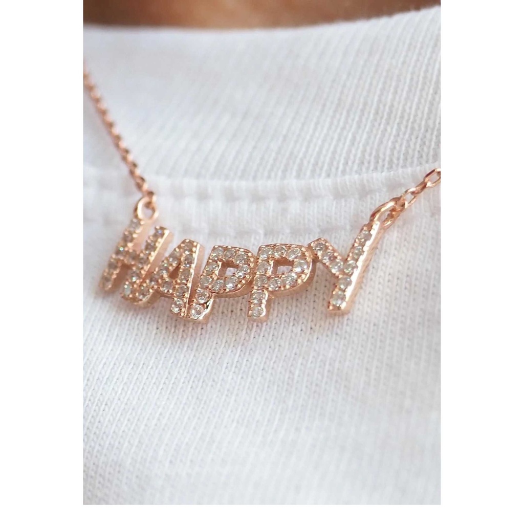 COLLANA CON SCRITTA HAPPY ROSE' CM 40+5