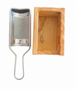 GRATTUGGIA IN LEGNO DI ULIVO CON BOX E ACCIAIO INOX CON MANICO
