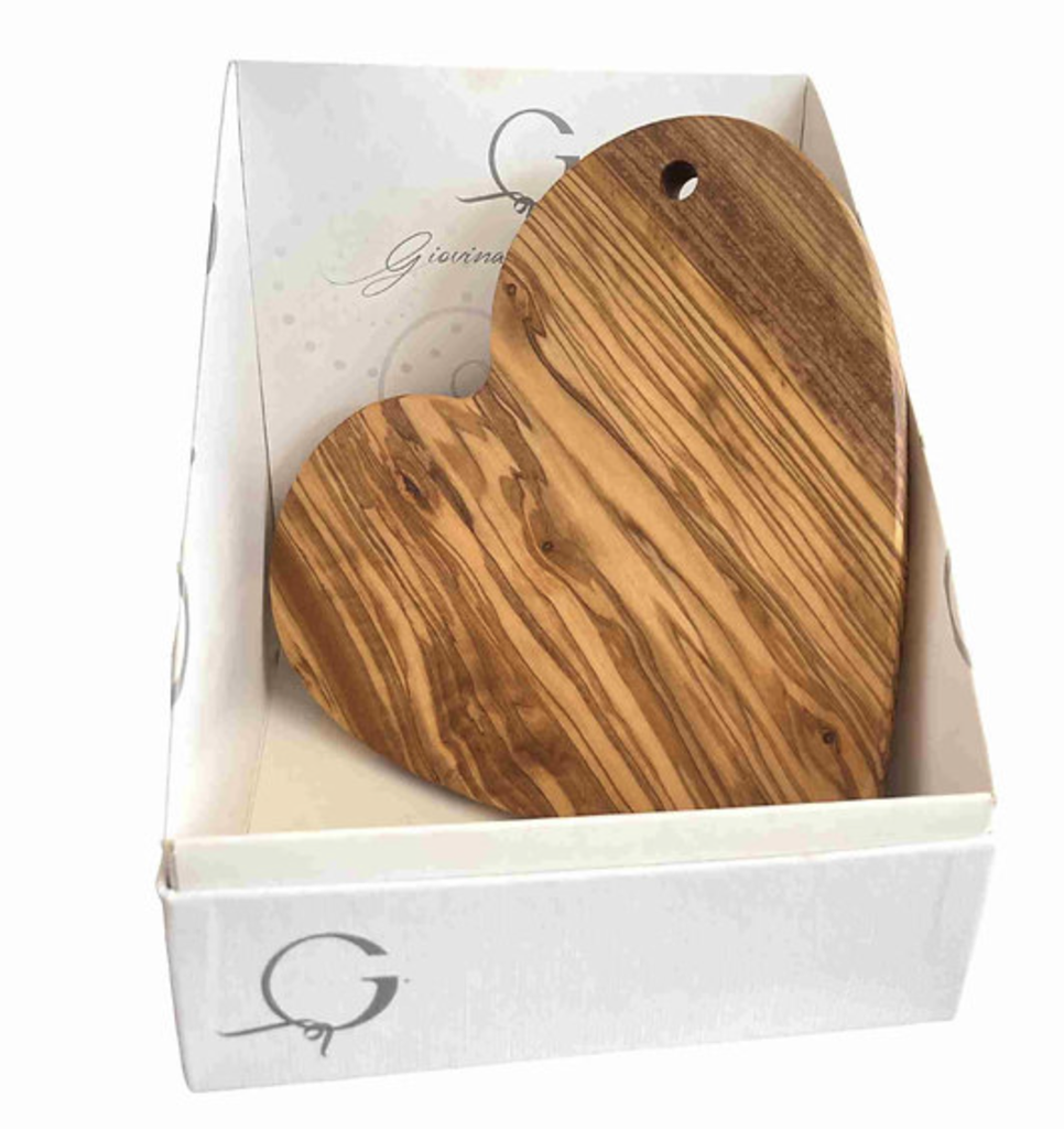 TAGLIERE CUORE IN LEGNO DI ULIVO PERSONALIZZATO