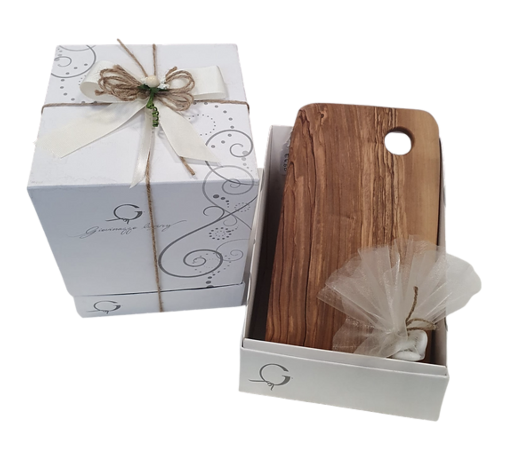 TAGLIERE PICCOLO IN LEGNO D'ULIVO RETTANGOLARE PERSONALIZZATO