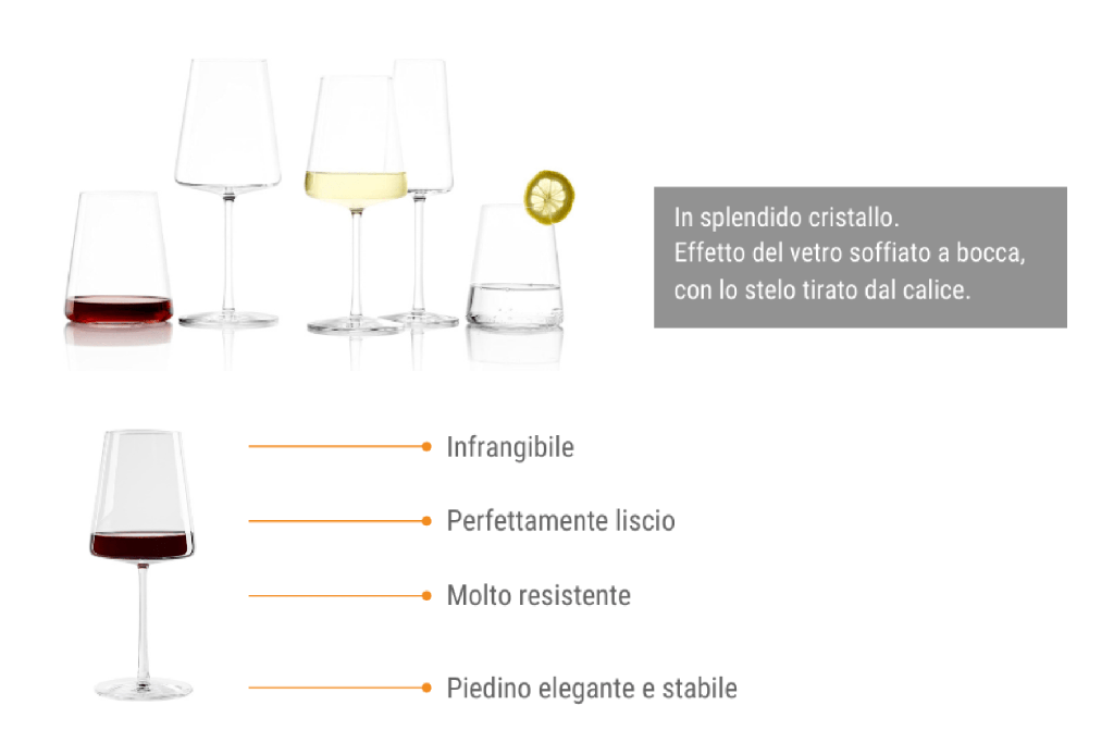 Set di 6 Bicchieri da Vino Rosso, Lavabili in lavastoviglie, in Cristallo al Piombo, Eleganti e infrangibili, 6 unità 520 ml