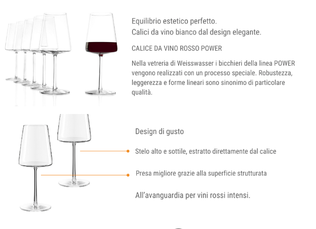 Set di 6 Bicchieri da Vino Rosso, Lavabili in lavastoviglie, in Cristallo al Piombo, Eleganti e infrangibili, 6 unità 520 ml