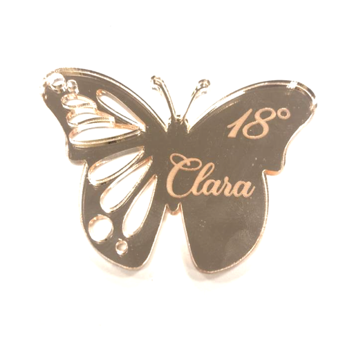 FARFALLA CON NOME INCISO  CIONDOLO PLEXI SEGNAPOSTO COMPLEANNO 