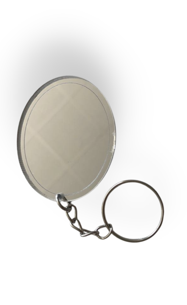 PORTACHIAVI SPECCHIETTO PLEXI - ART- OVALE, BOMBONIERA COMPLEANNO