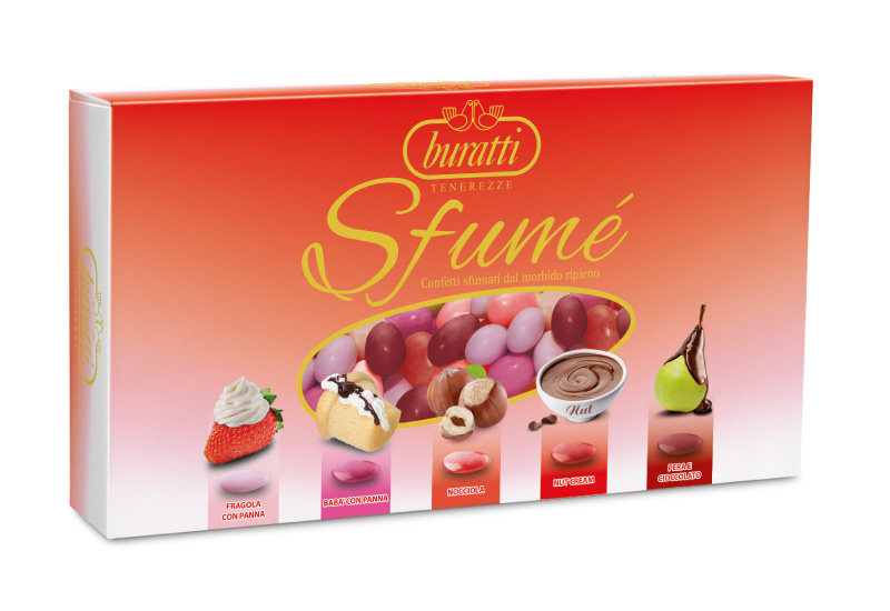 [BUFRU/FURS]  CONFETTI MORBIDO RIPIENO FRUTTA COL. ROSSO SFUMATO 1 KG 