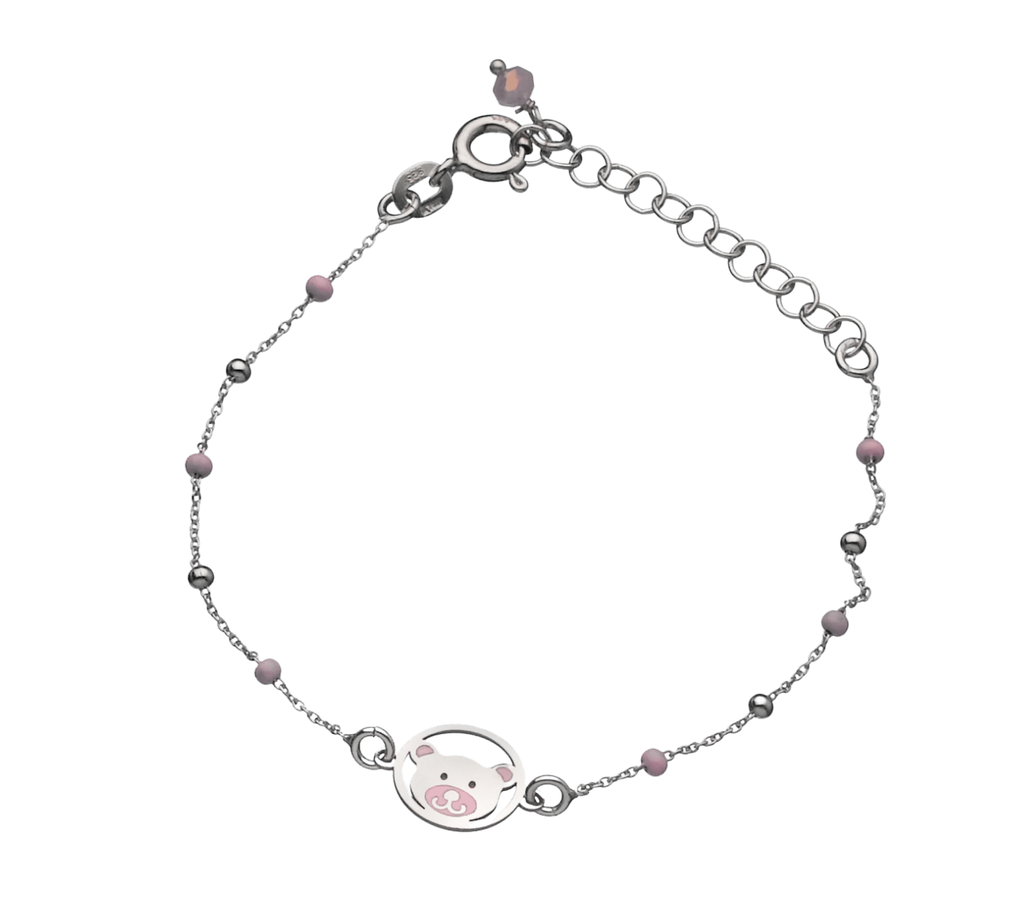 BRACCIALE  CON PERLINE ROSA E ORSETTO