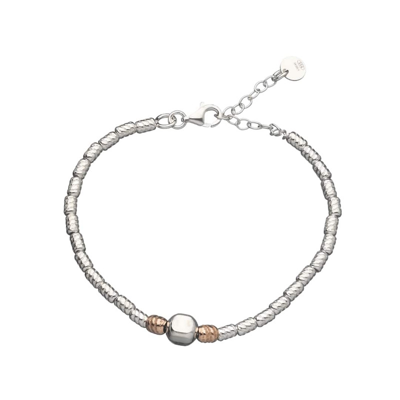 BRACCIALE CUBO CENTRALE SILVER E PEPITE ORO
