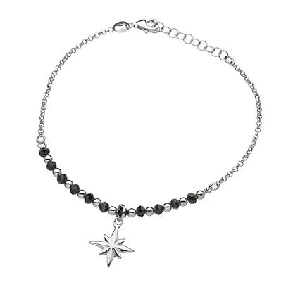 BRACCIALE META' CON PERLE NERE ROSA DEI VENTI MISURA 17 CM + 3 CM