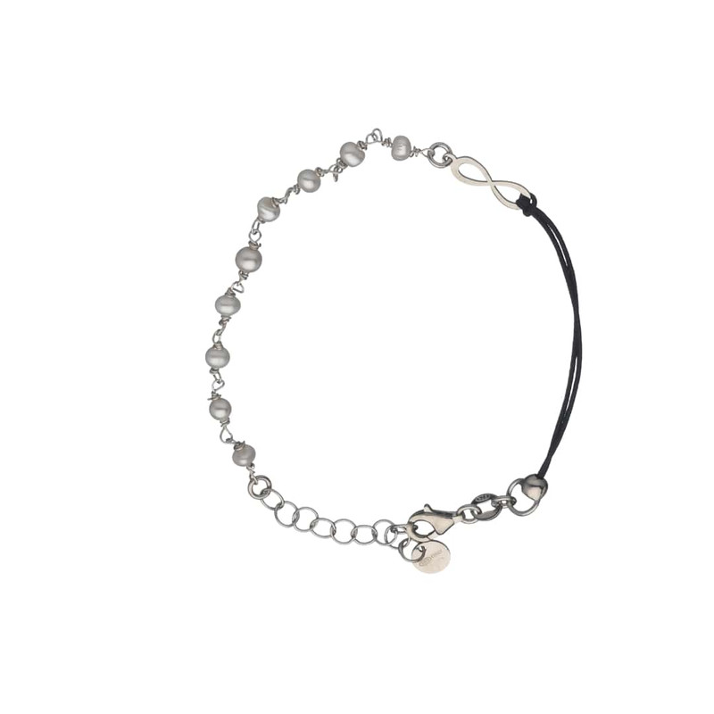 BRACCIALE PERLINE BIANCHE CON LOGO INFINITO