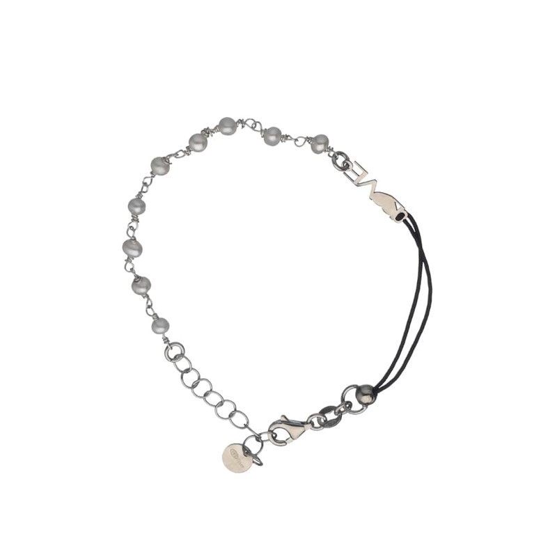BRACCIALE PERLINE BIANCHE CON SCRITTA LOVE