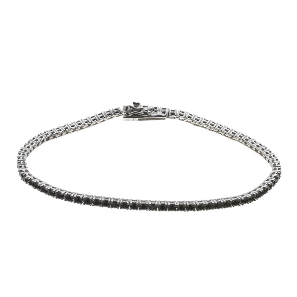 BRACCIALE TENNIS NERO IN ARGENTO Grande