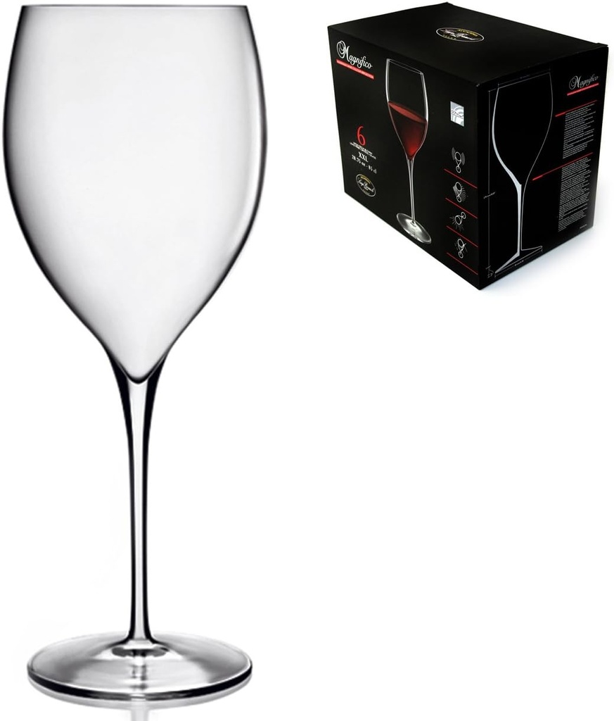 Bormioli Luigi Magnifico Confezione Calici Vetro da 85 cl, Vetro, Trasparente, 6 Pezzi bicchieri