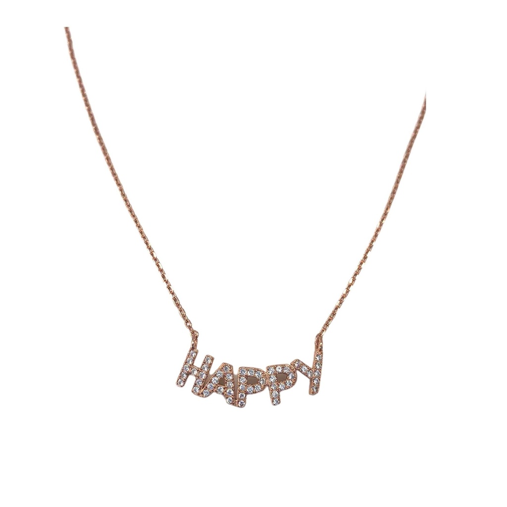COLLANA CON SCRITTA HAPPY ROSE' CM 40+5