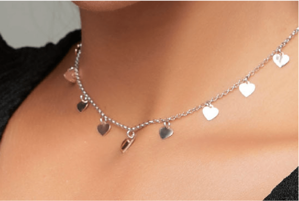 COLLANA IN  ARGENTO CUORI