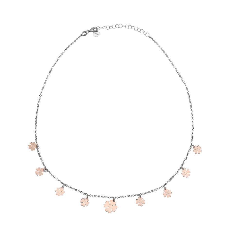 COLLANA IN  ARGENTO QUADRIFOGLI