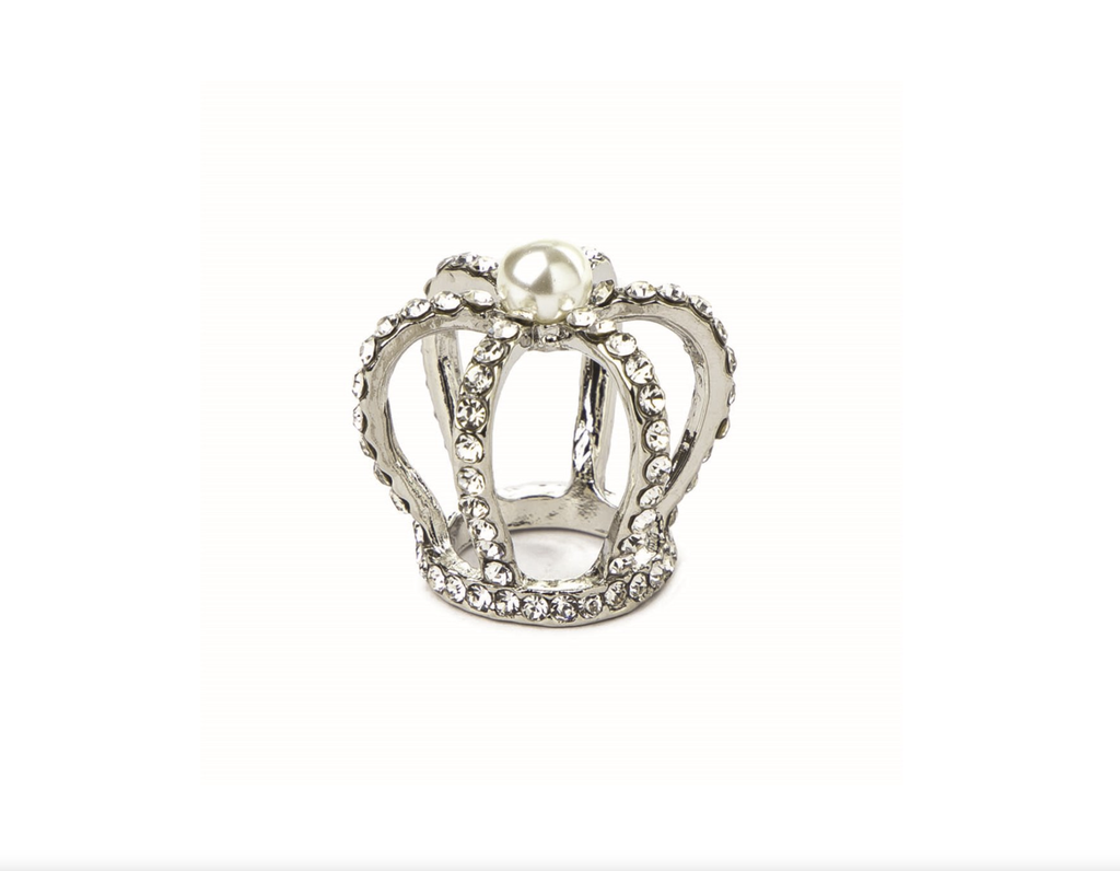 [D238520/A] Corona Metallo Argento misura Piccola con Perle