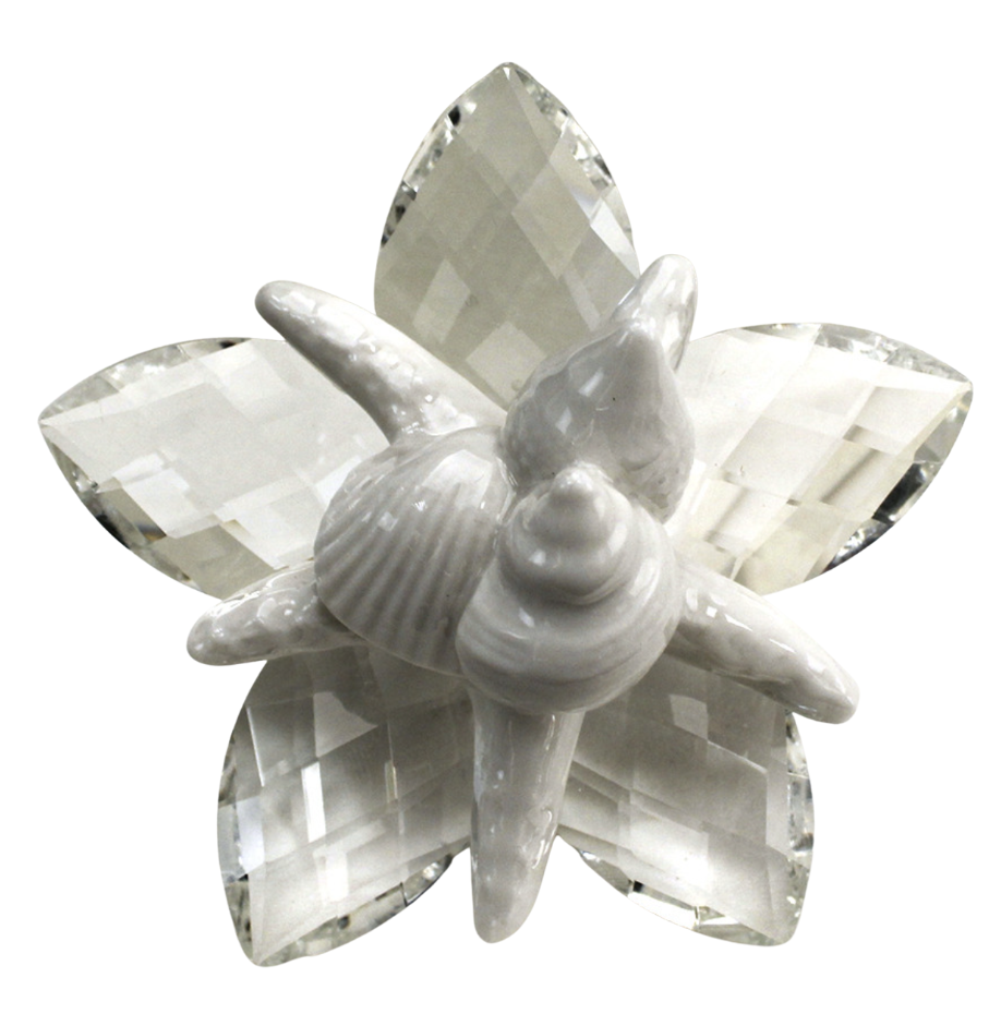 Fermacarte Fiore in Cristallo Stella Marina con Conchiglie tema Mare