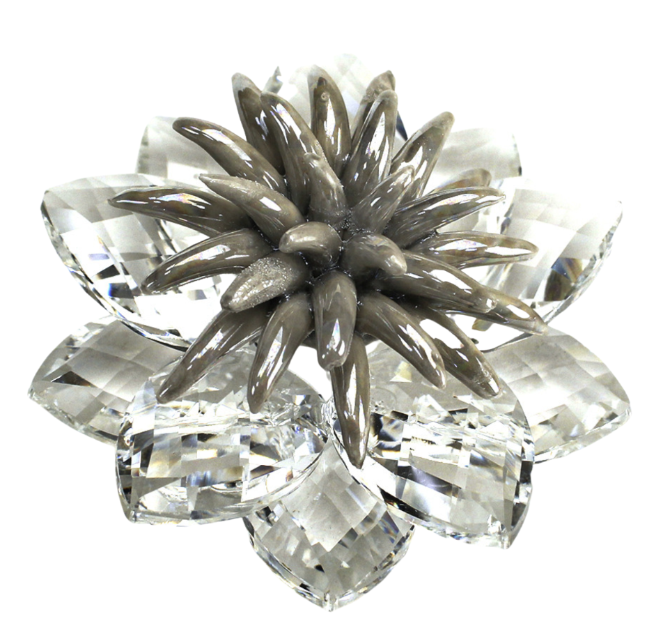 Fermacarte Fiore in Cristallo con Riccio tema Mare 