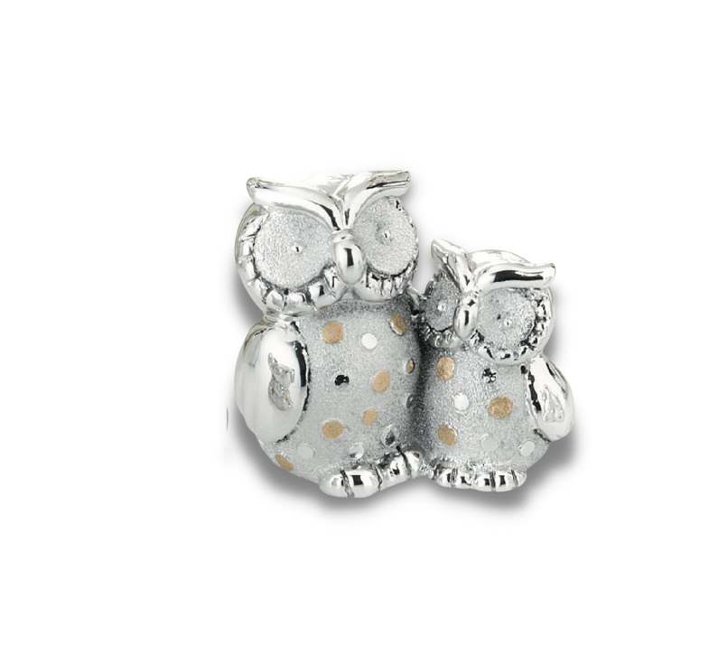 GUFETTI INSEPARABILI PORTAFORTUNA LAUREA GUFO RESINA CON ORO