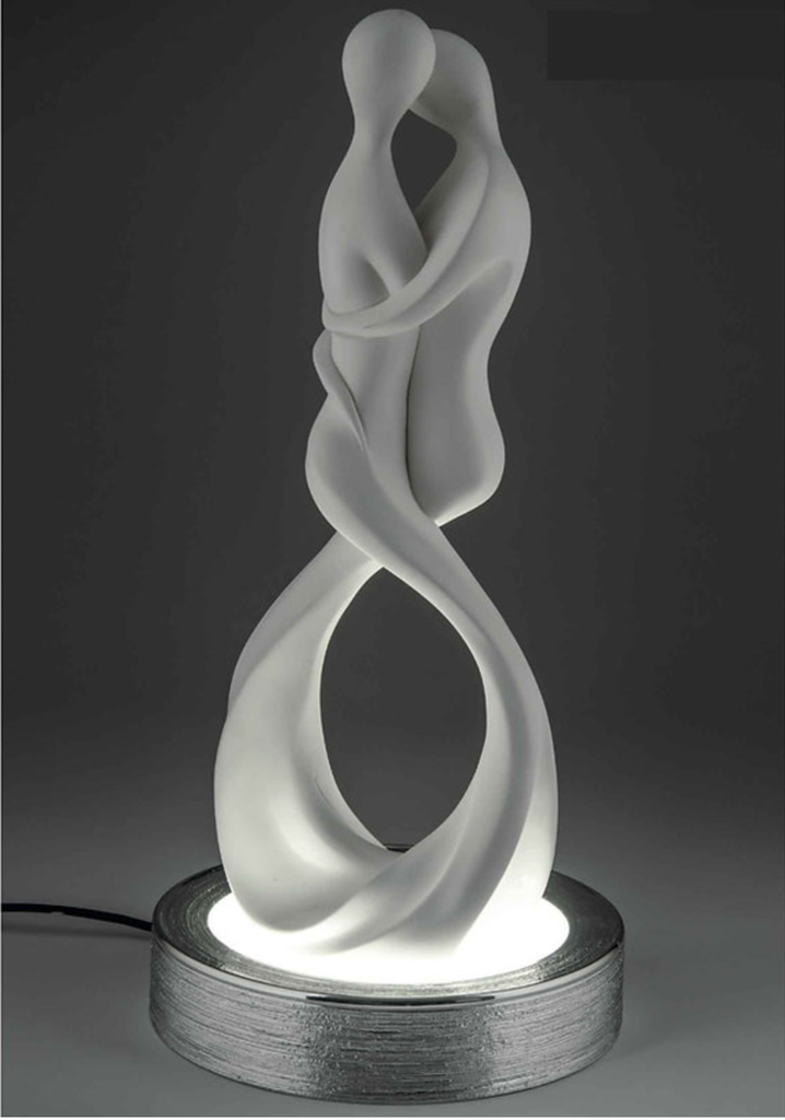Lampada con Presa Scultura in Resina Bianca coppia d'anime