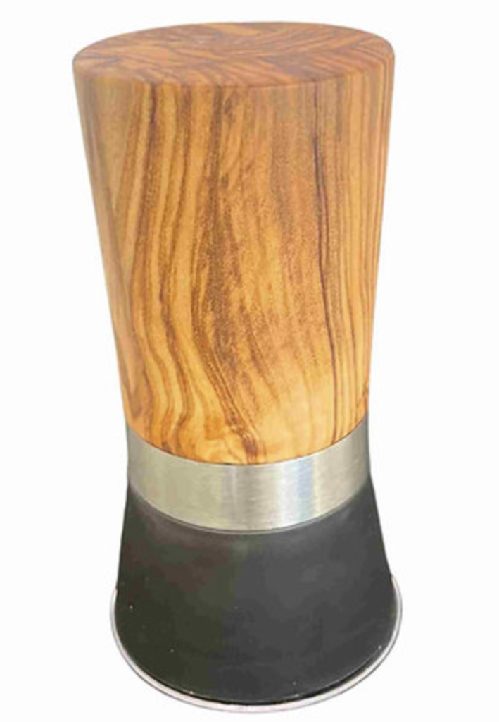 MACINA PEPE/SALE  IN LEGNO DI ULIVO CON SCATOLA REGALO E CONFETTI