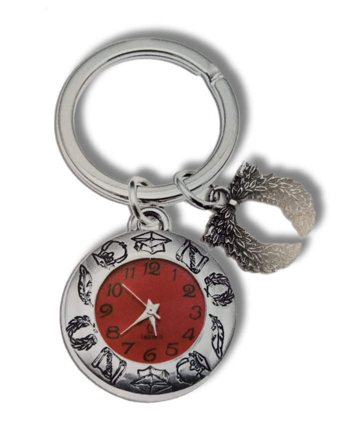 [MZ23303] PORTACHIAVI OROLOGIO ALLORO BOMBONIERA O REGALO PER LAUREA 