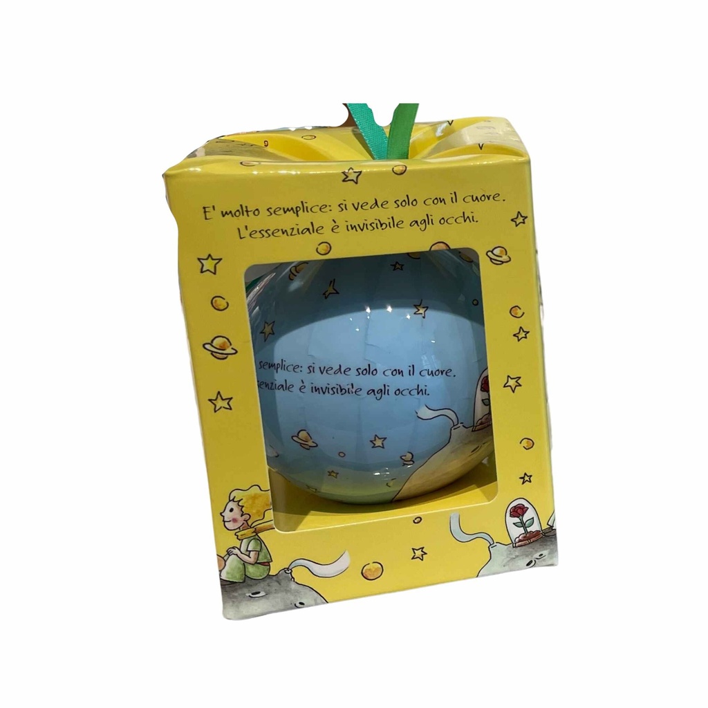 [PAL-189] Pallina Natale Piccolo Principe in scatola Regalo Bomboniera Nascita Compleanno Battesimo Comunione e Cresima