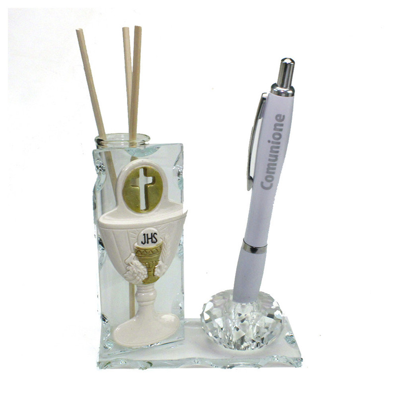 [D23014] Profumatore Porta Penne in cristallo con Calice Prima comunione