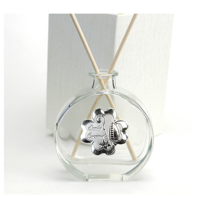 [D23011] Profumatore Tondo in vetro con Placchetta Cresima