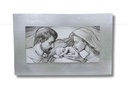  QUADRO  SACRA FAMIGLIA MODERNA CORNICE LEGNO SILVER