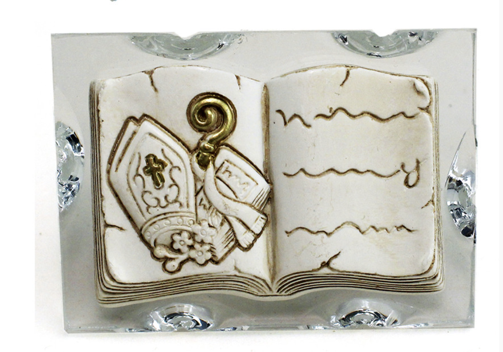 Quadretto con Libro in resina  Bomboniera Cresima