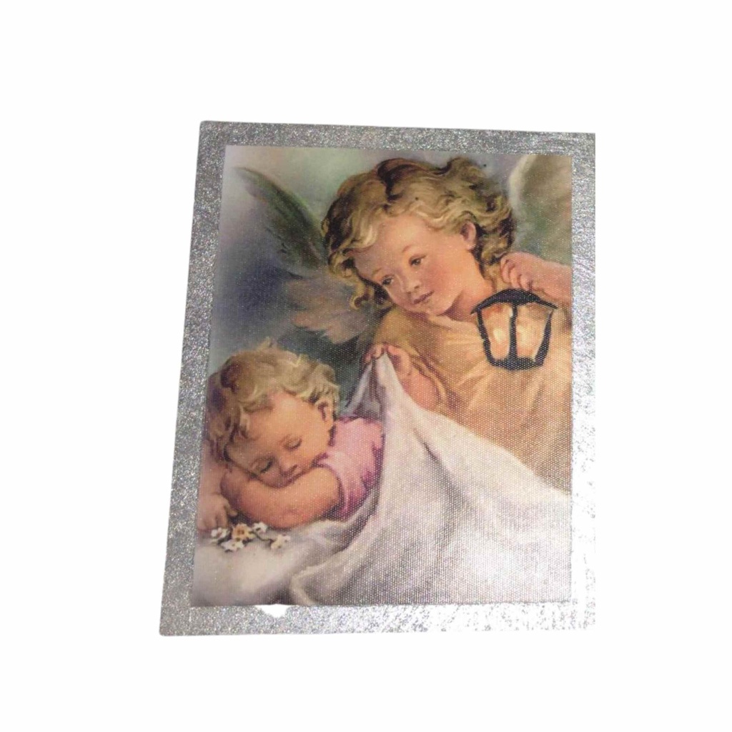 Quadro Angelo Custode legno per Battesimo o regalo