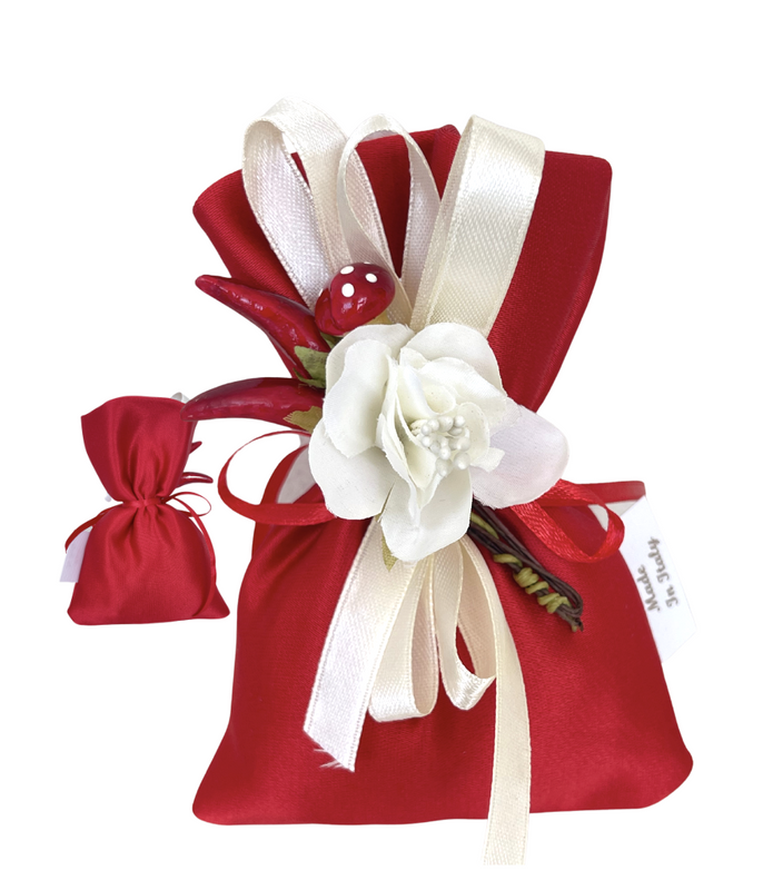 [S11/RS] SACCHETTO RASATO ROSSO  10X14 CM 10/50