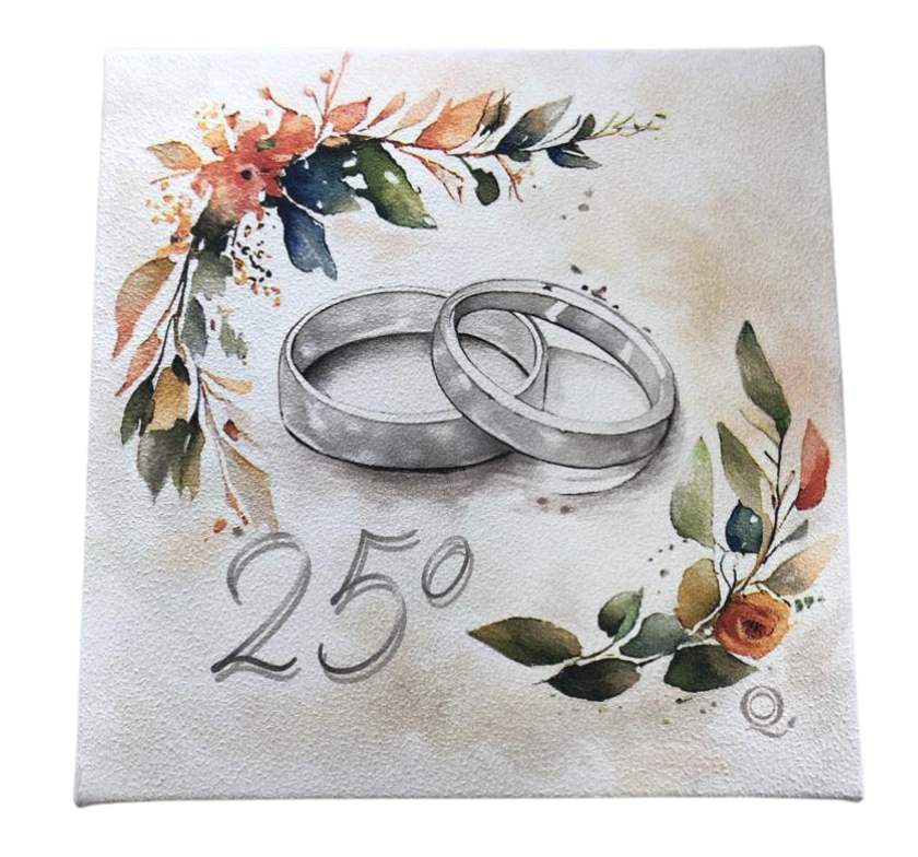 SCATOLA CONFETTI BOMBONIERA 25 esimo ANNIVERSARIO DI MATRIMONIO CON FRASE 'L'Amore sempre uguale...'    