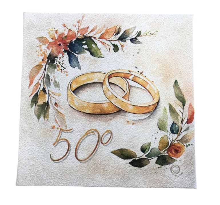 SCATOLA CONFETTI BOMBONIERA 50 esimo ANNIVERSARIO DI MATRIMONIO CON FRASE 'Il matrimonio è un lungo...'    