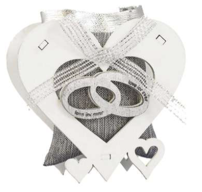 SCATOLA LEGNO PORTACONFETTI NOZZE ARGENTO