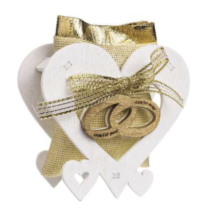 SCATOLA LEGNO PORTACONFETTI NOZZE ORO