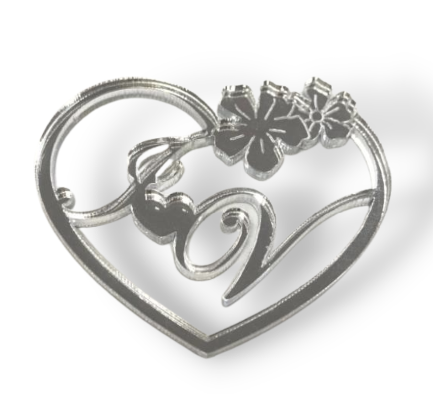 SEGNAPOSTO MATRIMONIO INIZIALI IN CUORE  PLEXI    