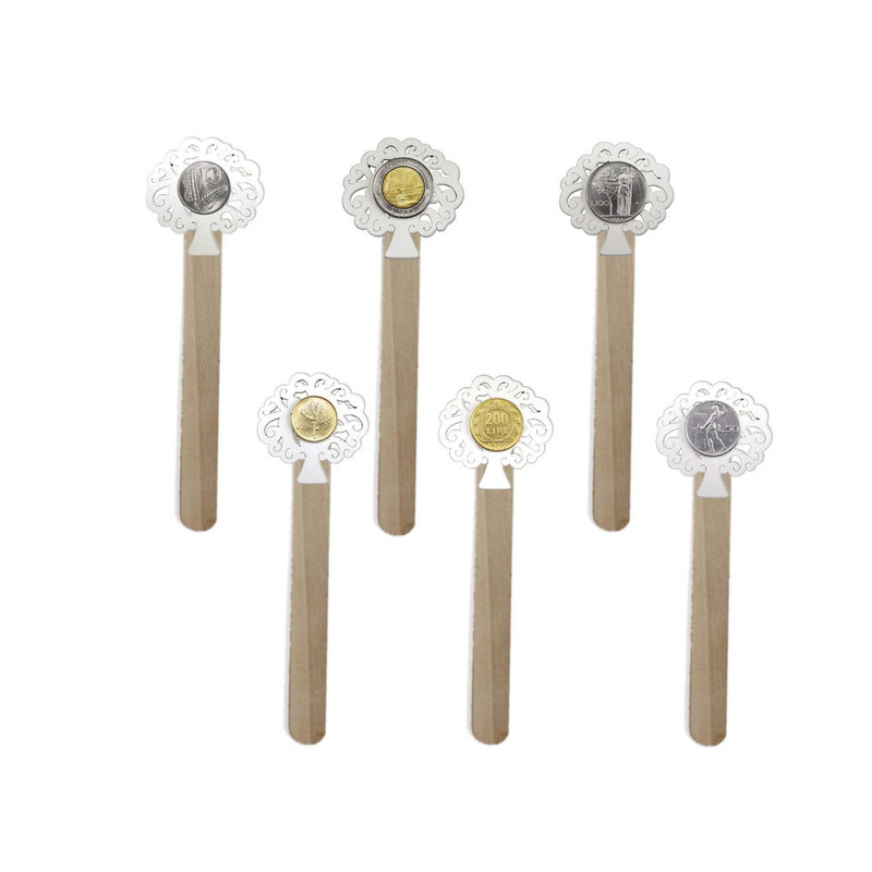 [D23006] Segnalibro in Legno Albero della Vita con Moneta Lira 6 ass. cm 15x5