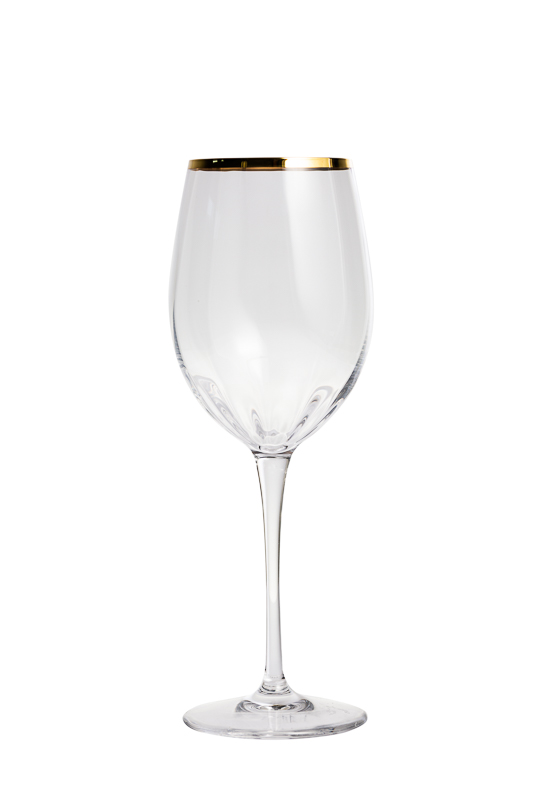 Servizio 6pz Vino filo oro 470ml effetto ottico vetro bicchieri