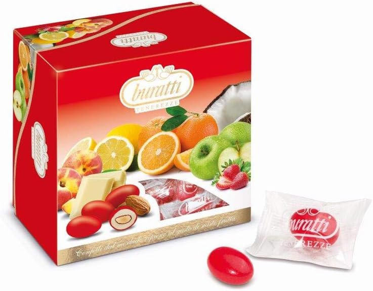 [BUFRU/RS] VASSOIO CONFETTI CONF.SING. MORBIDO RIPIENO FRUTTA COL.ROSSO 0,5 KG