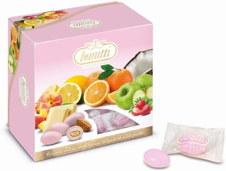 [BUFRU/R] VASSOIO CONFETTI CONF.SING. MORBIDO RIPIENO FRUTTA E MANDORLA COL.ROSA 0,5 KG