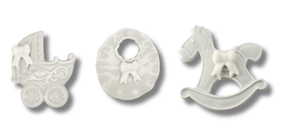 SIMBOLI NASCITA PORCELLANA CON CALAMITA