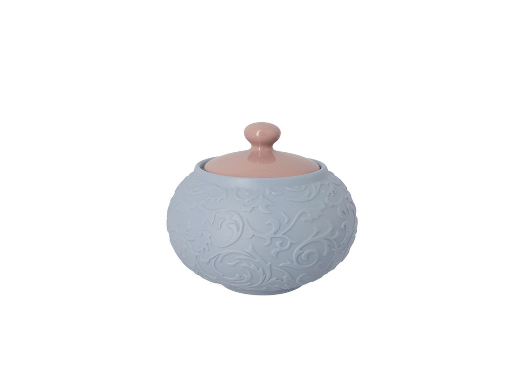 ZUCCHERIERA PORCELLANA AZZURRA E ROSA