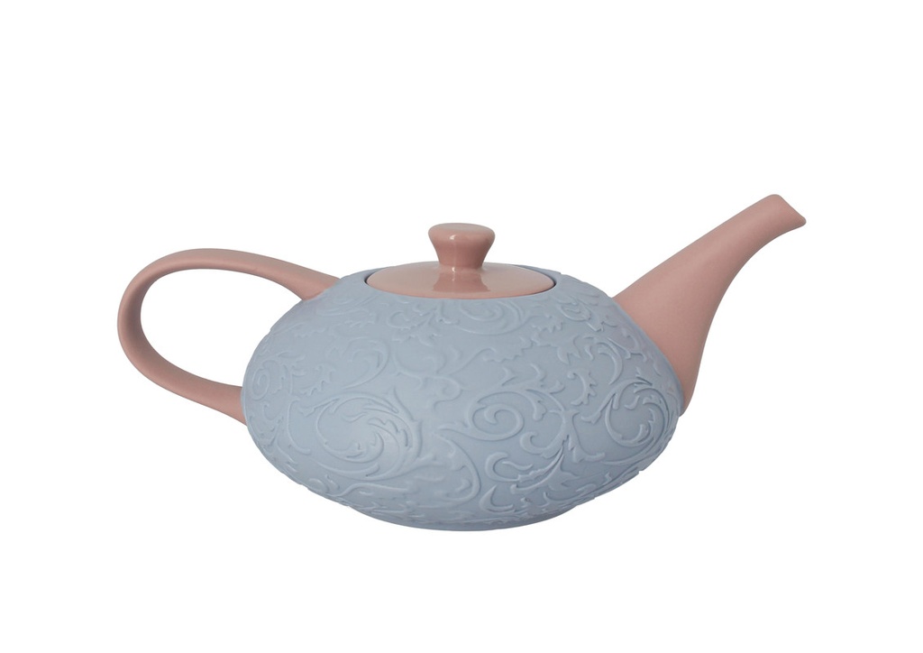 TEIERA PORCELLANA AZZURRA E ROSA