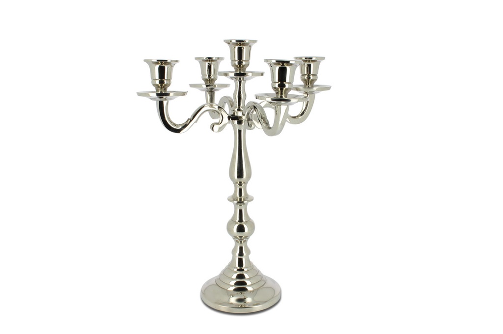 CANDELABRO 5 FIAMME SILVER CM 35 - SENZA BOX