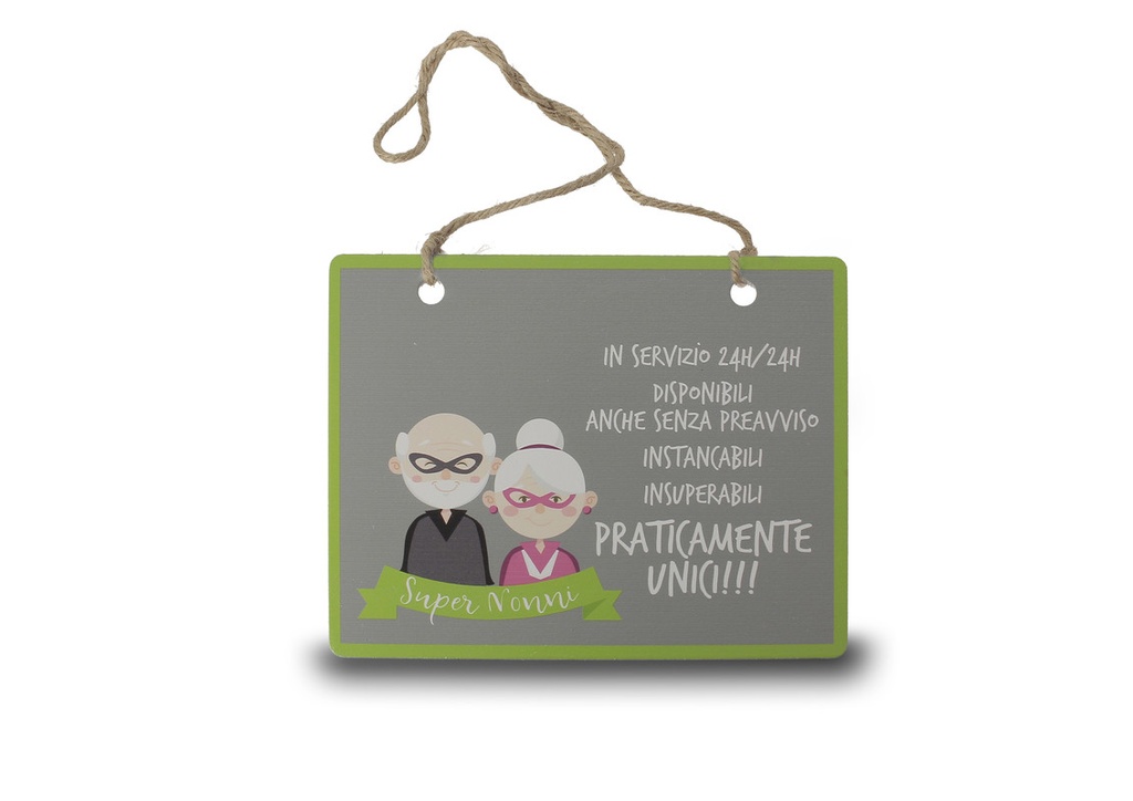  TARGHETTA LEGNO SUPERNONNI SFONDO GRIGIO